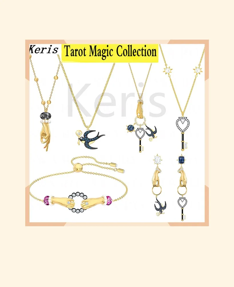 

2019 New Lucky Symbol Tarot Magic Series Collection Mystery Swallow, Key And Hand Crystal Decoration For Romantic Lovers Gift
