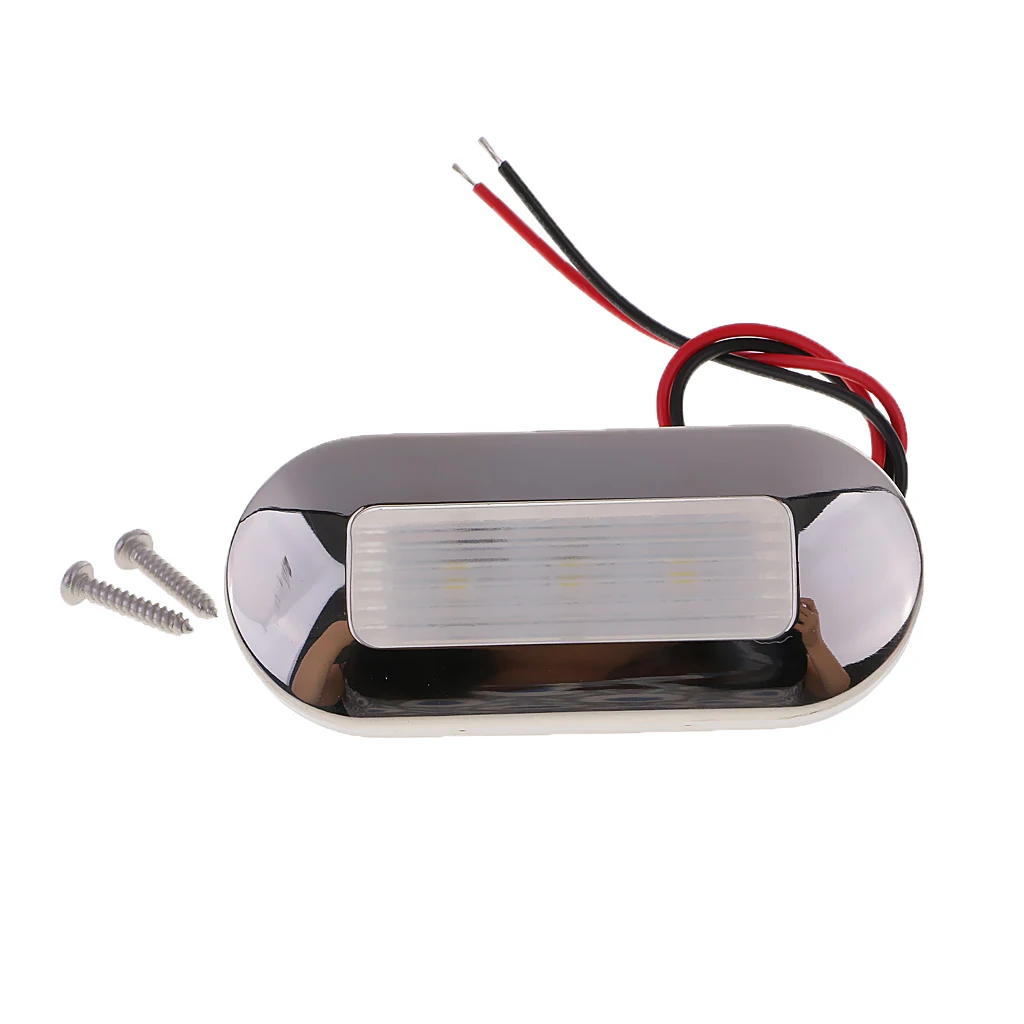 3 Packs 12V Boat LED Oblong Oval Surface Mount Courtesy Accent Light White