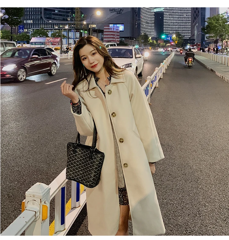 Ulzzang/шерстяная Женская Классическая плотная зимняя уличная одежда с широкой талией в Корейском стиле для школьниц