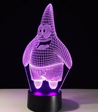 Model 4 "Губка Боб", Патрик акрил 7 цветов Настольная лампа 3D лампа Новинка Светодиодный ночной Светильник квадратные штаны светодиодный видение стерео лампа для детской комнаты - Испускаемый цвет: Model 4