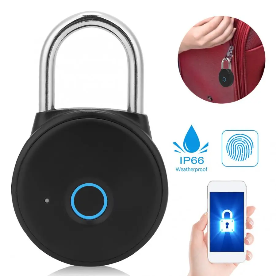 W08 отпечаток пальца Bluetooth приложение управление замок умный перезаряжаемый замок безопасности IP65 Водонепроницаемый интеллектуальный замок