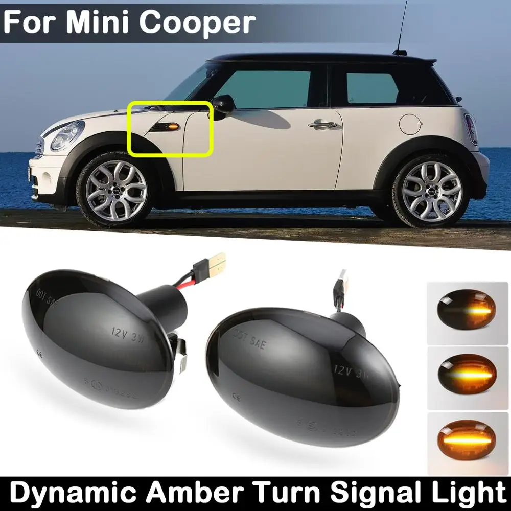 2 шт. для Mini Cooper R55 R56 R57 R58 R59 копченые линзы светодиодный ные боковые маркеры