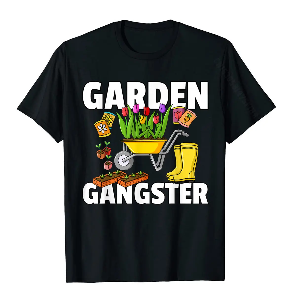 Printed T Shirt Company Crew Neck Casual 100% Cotton Men's Tops Shirts Casual Short Sleeve Top T-shirts Wholesale Garden Gangster Gardening Gift For Funny Gardener T-Shirt__912 black