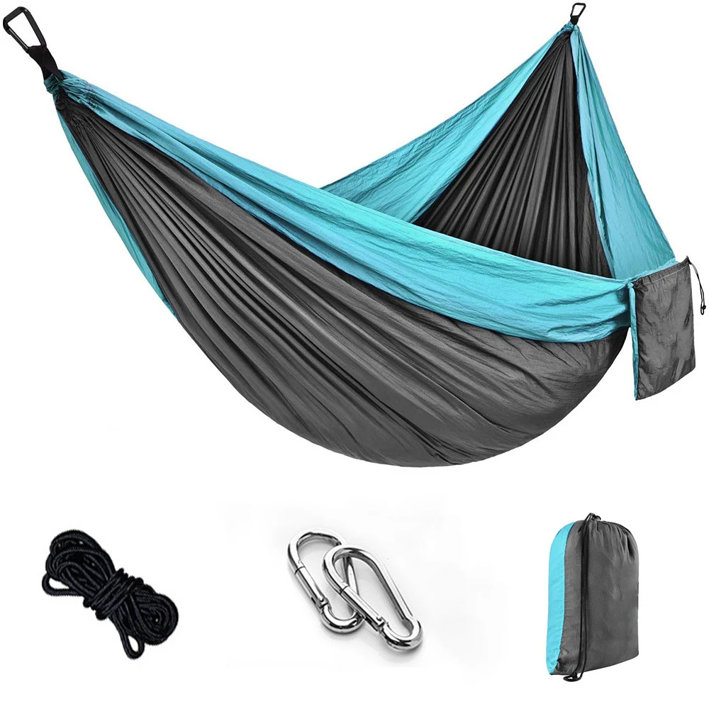 Portable Camping Hammock,Double Hanging Bed,Lightweight Nylon Parachute Hammock, Outdoor Survival Travel Leisure Sleeping Garden Collapsible Leisure Chair