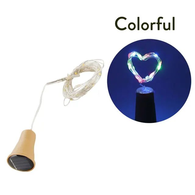 10LED 15LED 20LED Solar LED Cork Wine Bottle Stopper Copper Garland Wire Fairy String Light 1M/1.5M/2M Outdoor Party Decoration Multicolor