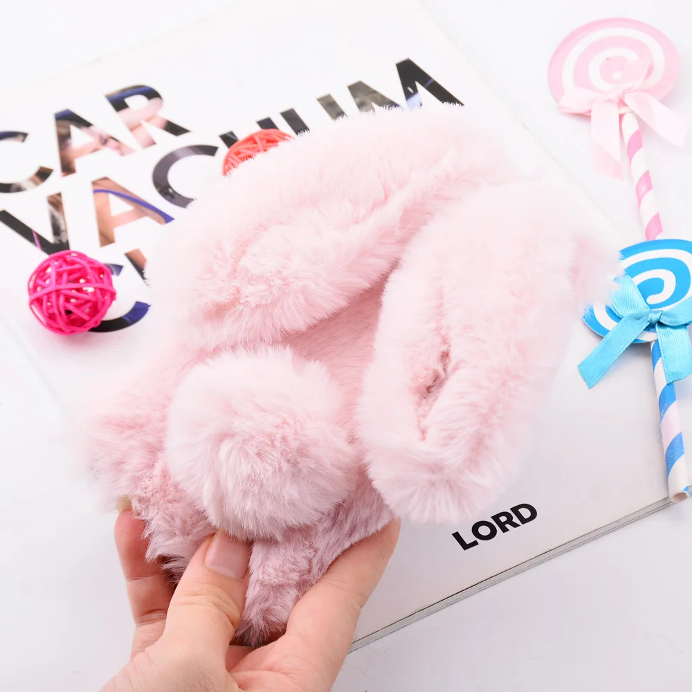 

Hangrui Rabbit Fur Case For Samsung Galaxy Note 10 9 Pro S10 5G S9 Plus A50 A60 A10 A30 A70 A80 A40 A20E A7 A8 Plush Case Cover