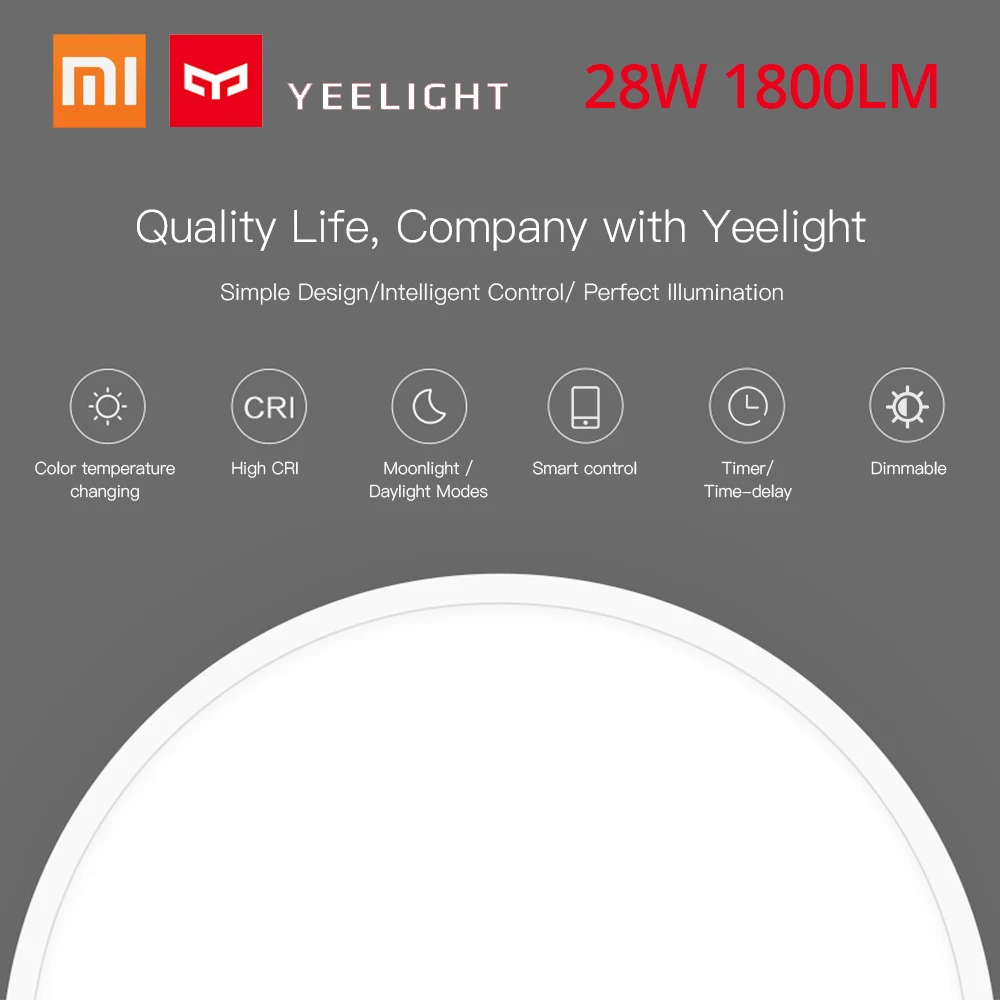 

Yeelight 28W 240 LED Intelligent Ceiling Light WIFI Smart Phone App/ BT Voice Remote Controller lamp for xiaomi Living Room