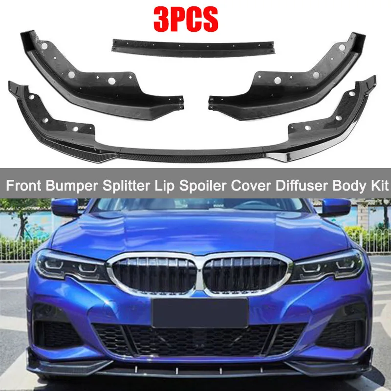 

3PCS Car Front Bumper Splitter Lip Spoiler Cover Diffuser Body Kit For BMW 3 Series G20 G28 2019 2020 2021(M Sport only)