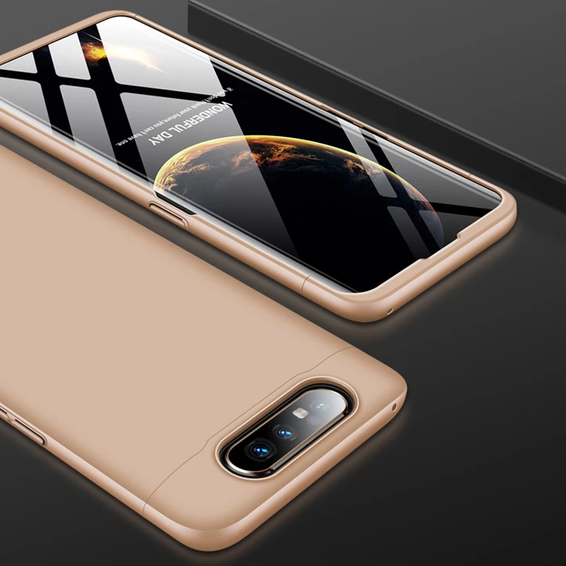 360 градусов для samsung Galaxy A90 A80 A70 A60 A50 A40 A30 A20 A10 M40 M30S M20 M10 чехол 3 в 1 жесткий защитный чехол матовый чехол - Цвет: Gold