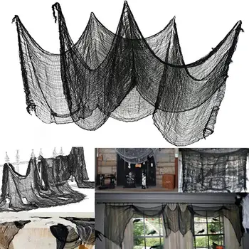 

1pc Halloween Decorative Black Gauze Terror Gauze Halloween Props Halloween Supplies Haunted House Props for Decor