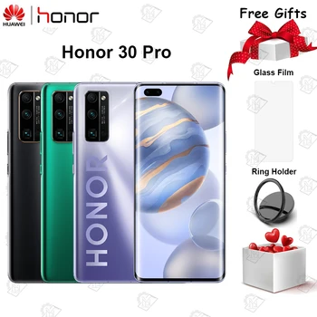 Перейти на Алиэкспресс и купить Оригинальный мобильный телефон Honor 30 Pro, экран 6,57 дюйма, 8 ГБ ОЗУ 128 Гб ПЗУ, Восьмиядерный процессор Kirin 990, на базе Android 10, 50x цифровой зум, 40-мегап...