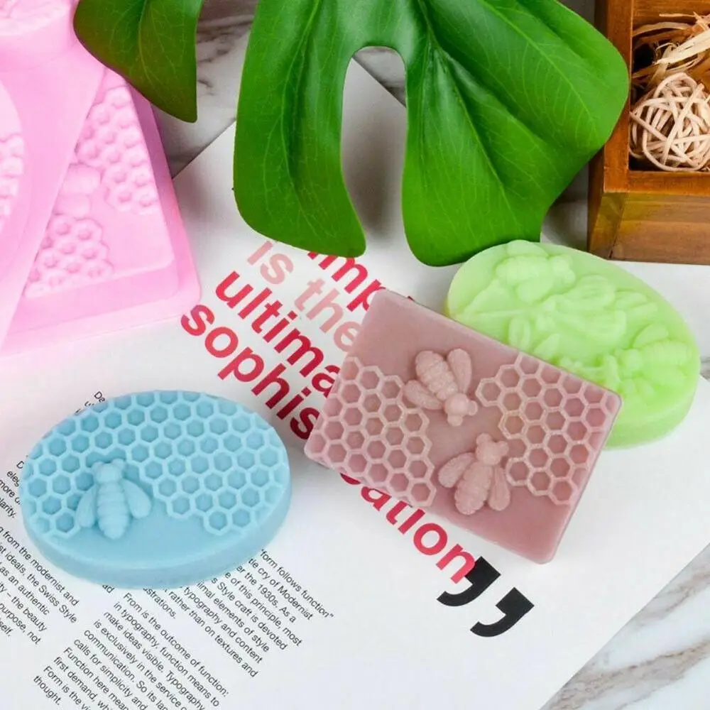 

6 Hole Oval Soap Molds Silica Gel Bee Shape Handmade Soap Mold Portable Unique Soap Making Tools