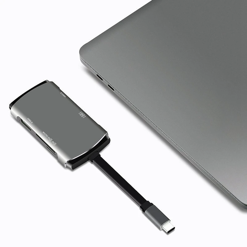 FFYY-6 In 1Usb C Hub Type C Adapter With Type C Charging Port To 4K Hdmi And Sd/Micro Sd/Tf Smart Card Reader And 2 Usb 3.0 Pd H