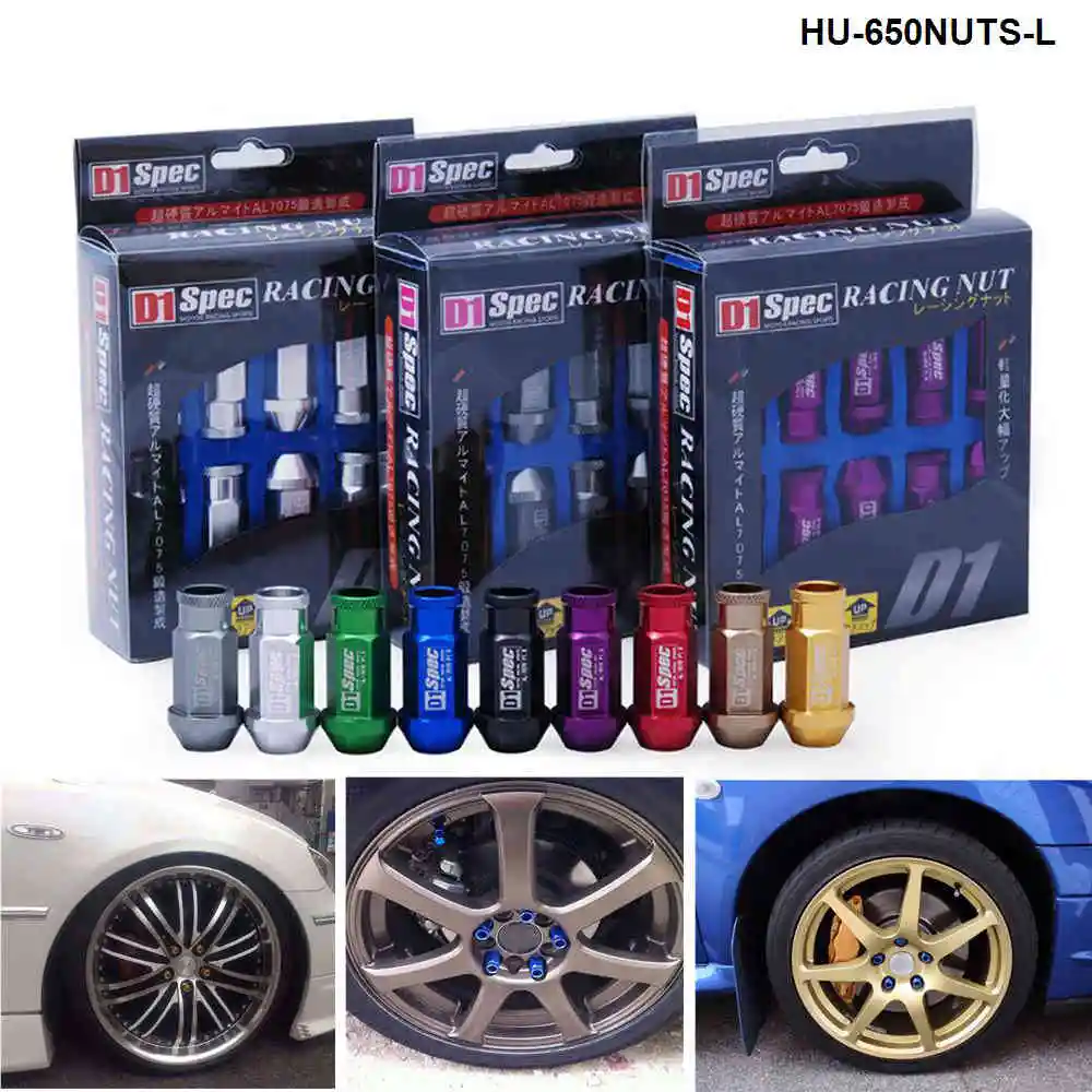 D1spec Jdm Billet Aluminium Wheel Racing Car Wheels Rims Lug Nuts M12X1.25 / M12X1.5 , L:52mm 20pcs/set HU-650NUTS-L