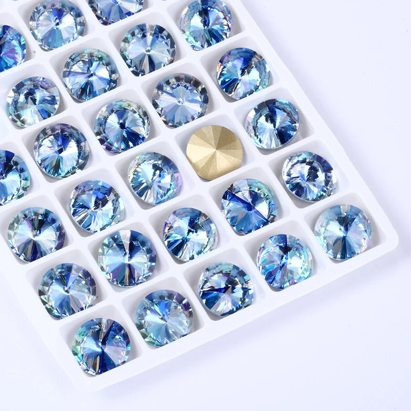 Сапфир LS Glittery Rivoli K9 стеклянные стразы кристалл россыпью Стразы рукоделие Клей на Рождество украшения Одежда платье ювелирные изделия