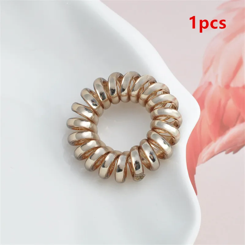 Champagne 1pc 1/5 шт цветные резинки для волос спираль Форма хвост резинка для волос Веревка телефонный провод волосы аксессуары - Цвет: Champagne 1pc