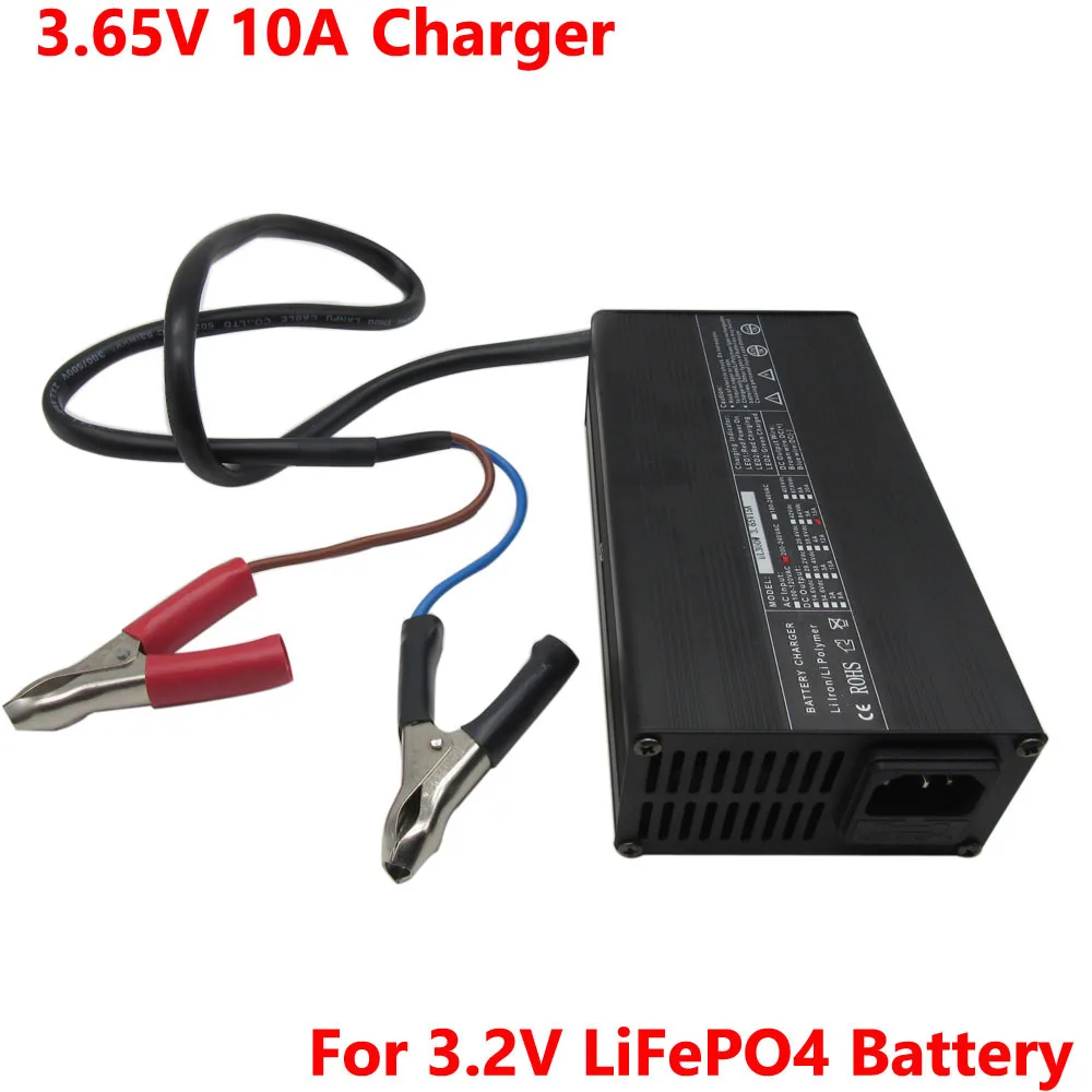 Cargador LFP de 3,65 V 10A 15A 20A F o 1S 3,2 V LiFePO4 50AH 100AH 200AH pinzas de contacto para batería pinza de cocodrilo carcasa de aluminio