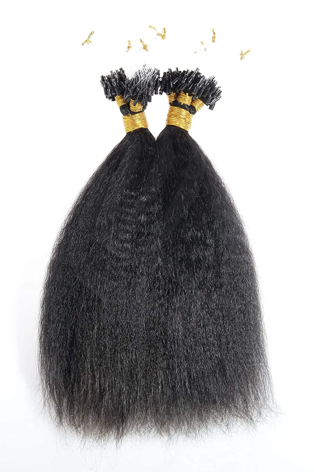 

Kinky Straight Micro Loop Ring Hair Extensions Brazilian Remy Human Hair Micro Beads Coarse Straight 1g/s 100Strands
