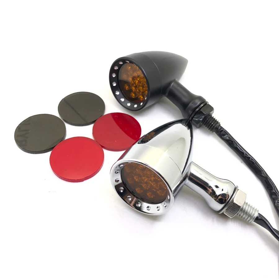 1 Pair Led Aluminum Black/Chrome Motorcycle Turn Signal Light Front Rear Lamp Flashers For Yamaha Virago Vstars Honda Triumph