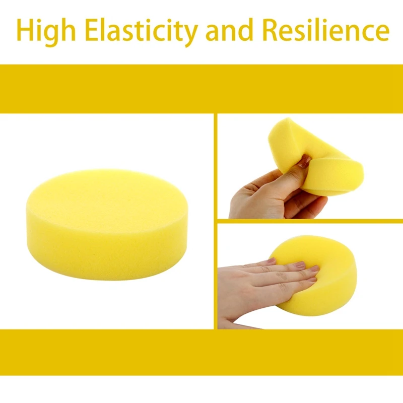12Pcs/Lot Car Washing Tools Waxing Sponge Yellow Round Polishing Sponge Car Cleaning