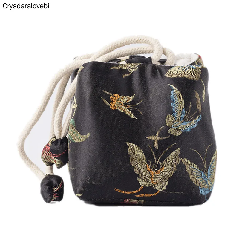 Chinese Style Retro Brocade Tea Set Storage Bag Portable Cotton Linen Tea Cozies Household Travle Accessory Hand Bag