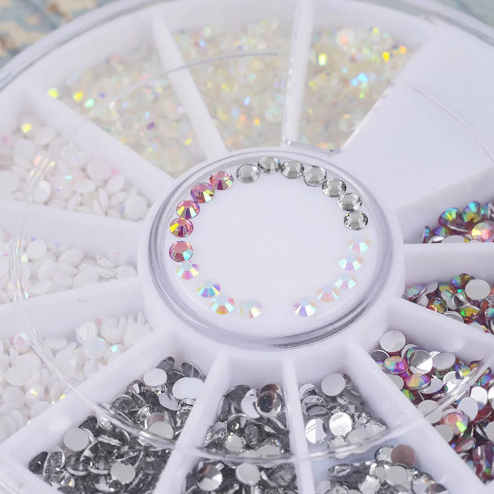 3D Acrylic Nail Art Tips Decoration Flat Back Glitter Rhinestones Pearls Beads D40