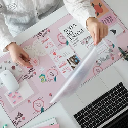 Grand tapis de souris en cuir PU, joli tapis de bureau pour ordinateur, motif dessin animé, pour ordinateur portable, organisateur de bureau avec calendrier 