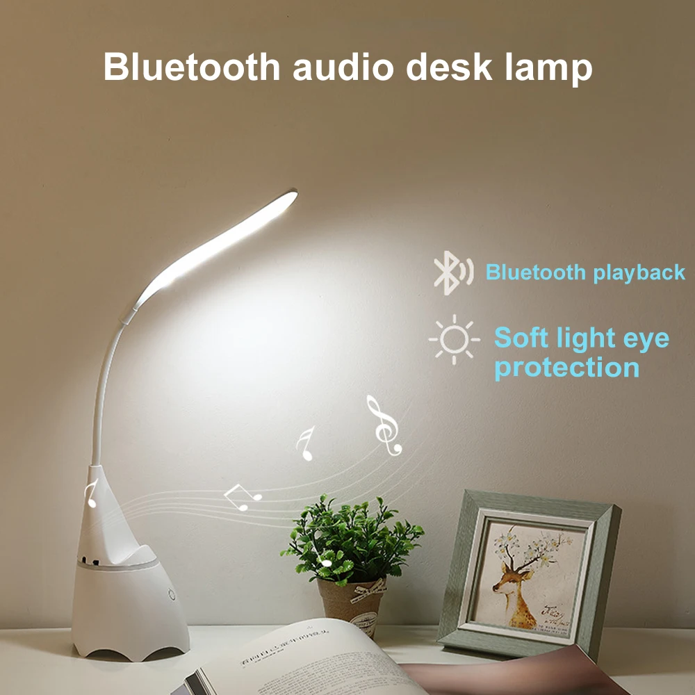 Многофункциональная СВЕТОДИОДНАЯ Bluetooth настольная лампа для защиты глаз современный минималистичный студенческий зарядный Настольный светильник может касаться белый теплый светильник