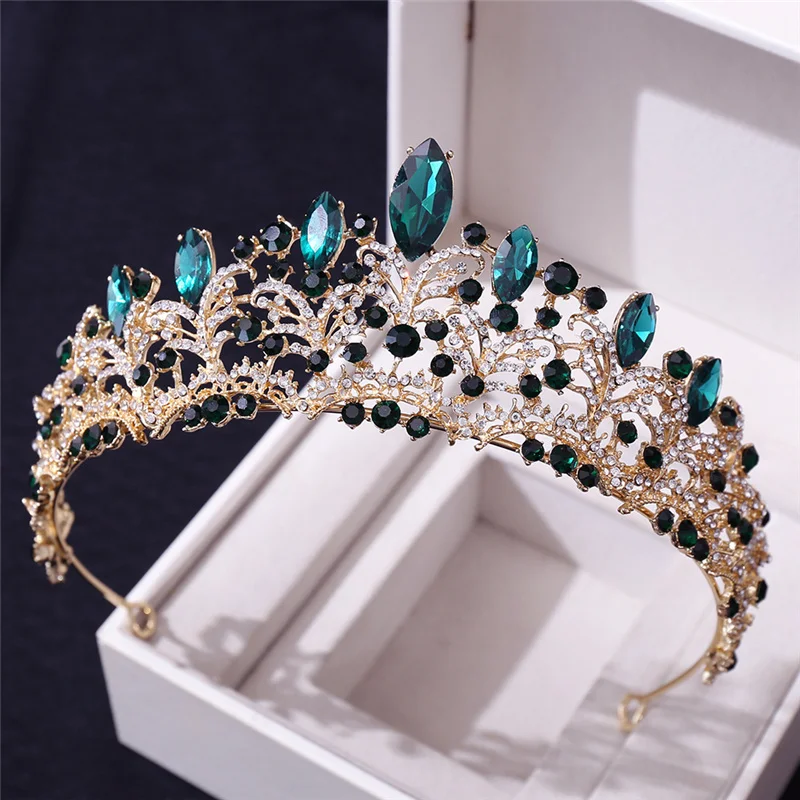 Tiara Corona Adulto 6.5cm Cristallo Rosso E Oro &ndash; Matrimonio Festa Pageante
