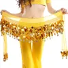 100% Brand New & High Quality 2023 Belly Dance Hot Sale Women New Yellow Bellydance Costume Hip Scarf Wrap Sequins Belt Coins Chiffon Skirt Hot