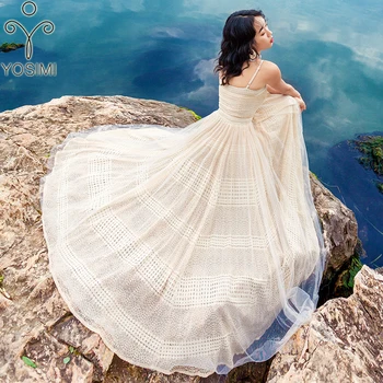 

YOSIMI 2020 Summer Vintage Lace Long Dress Women Strapless Sleeveless Ankle-Lenght Green Sexy Dresses Party Night Club Dress