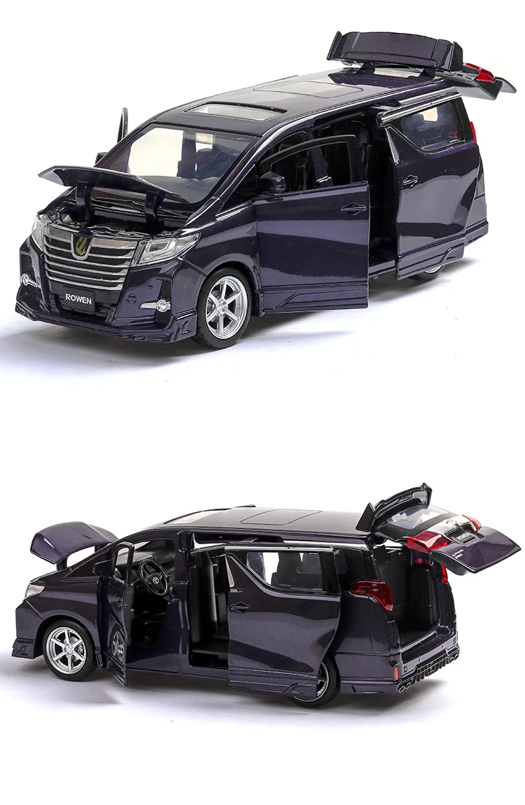 Новинка 1:24 1:32 Toyota Alphard Роскошная бизнес-модель автомобиля из сплава с откидной спинкой литые игрушечные транспортные средства 6 дверей можно открыть