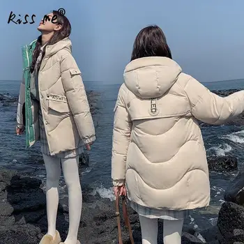 

Solid Winter Hooded Outdoor Coat Long Camping Hiking Jacket Thermal Warm Coat Female Cute Girl Windproof Large Clothing
