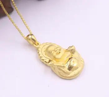 

New Pure 24K Yellow Gold Three-dimensional Pendant 28x14mm Buddha 1.93g NO Necklace