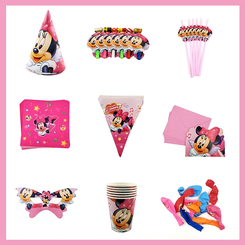 

Minnie Mouse Theme Kids Birthday Party Decoration Cartoon Mickey Event Party Supplies Baby Shower Birthday Party Pack Gifts