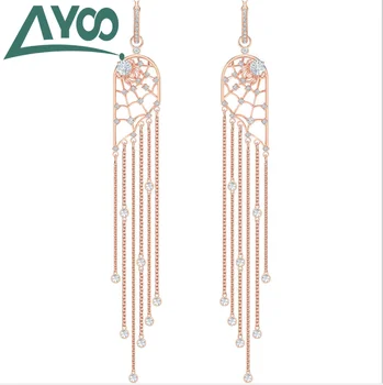 

AYOO high quality 1:1 new SWA spider web earrings dream catcher earrings tassel long earrings ladies elegant gift