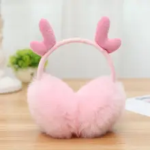 

Christmas Antlers Winter Earmuffs New Fur Elk Ear Muffs Solid Color Headphones Women Girls Fur Headphones Warm Ear Warmers Hot