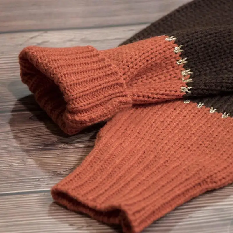 Женские цветные вязанные свитера, Модные свободные женские свитера с длинным рукавом, Повседневный свитер размера плюс, Женский пуловер, трикотаж