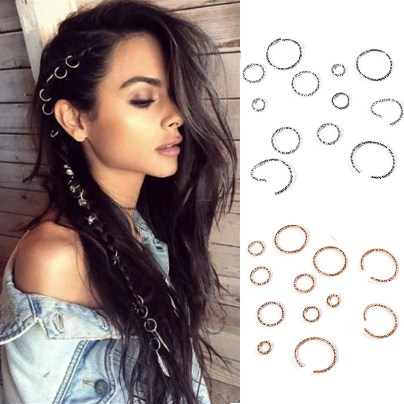 50Pcs 8 20mm Gold Silver Hair Braid Dreadlock Cuffs Rings Tube