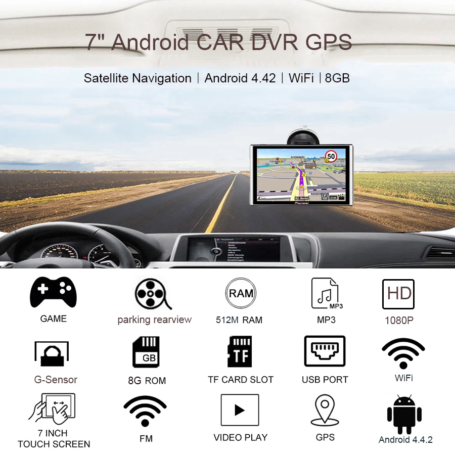 7 дюймов Автомобильный gps навигатор Android 8 Гб Full HD 1080P DVR Портативный грузовик автомобильный навигатор Европа Sat nav gps