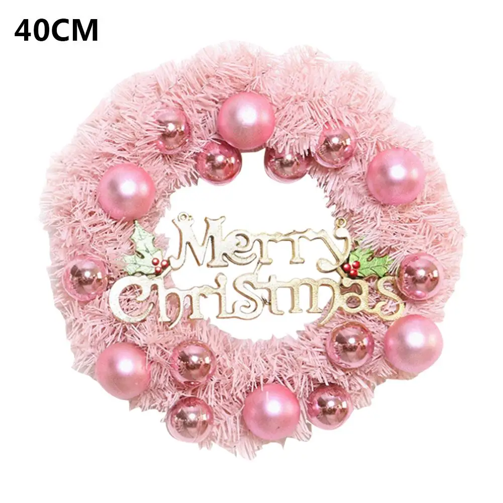 Вт, 30 Вт, 40 см Рождественский венок из искусственных розовый двери венок подвесной подарок расходные материалы для рождественской вечеринки покупок Рождественский венок-украшение - Цвет: 40cm
