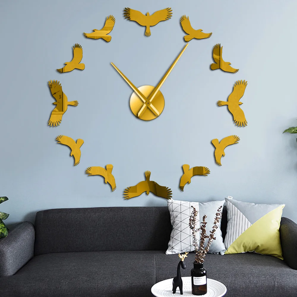Freedom Flying Birds настенное Искусство DIY зеркальные наклейки большие настенные часы из флока птиц минималистичный Настенный декор интерьерный подарок на новоселье