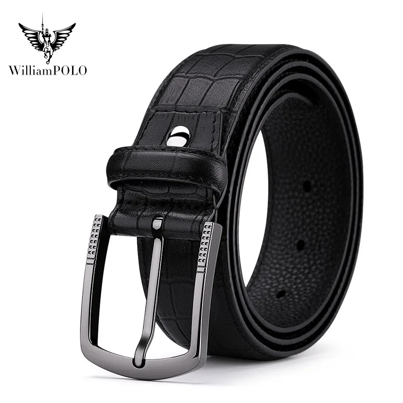 

WILLIAMPOLO Belts men's buckle belts men's and young's business crocodile pattern leather belts