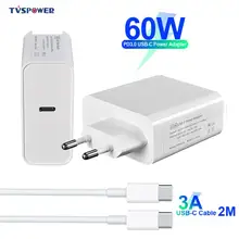 60W type-C настенное зарядное устройство USB C адаптер питания PD/QC3.0 для MacBook Pro/Воздушный iPad Pro iPhone для samsung huawei Nexus(C-C кабель 2 м