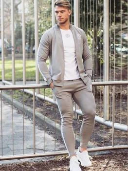 

2019 Men Autumn New Fashion Casual Outdoor Jogging Training Sports Set Gyms Fitness Bodybuilding Slim Zipper Sweatshirt + Pants