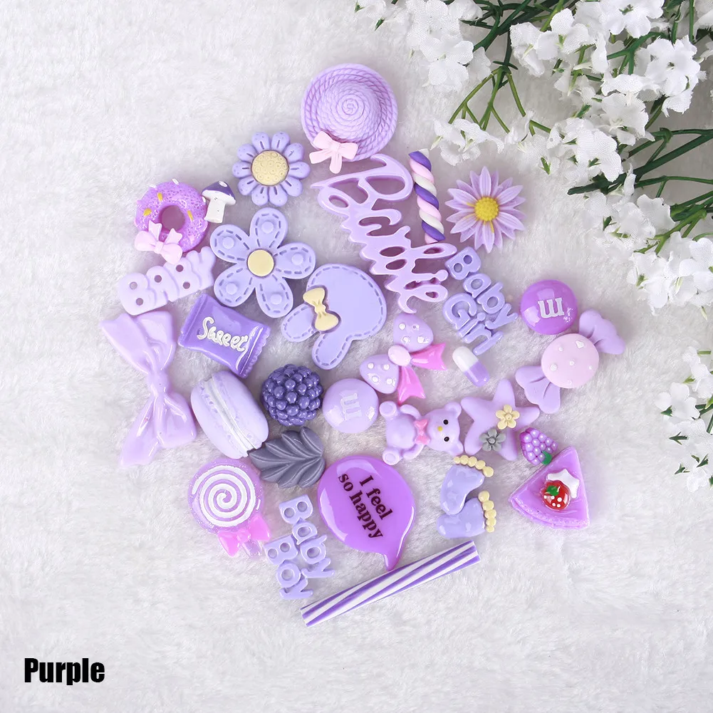 30Pcs Purple 10/20/30 шт полимерная для торта Подвески поставки слаймов мягкий комплект глины DIY аксессуары украшения антистресс дополнение для пластилиновые игрушки - Цвет: 30Pcs Purple