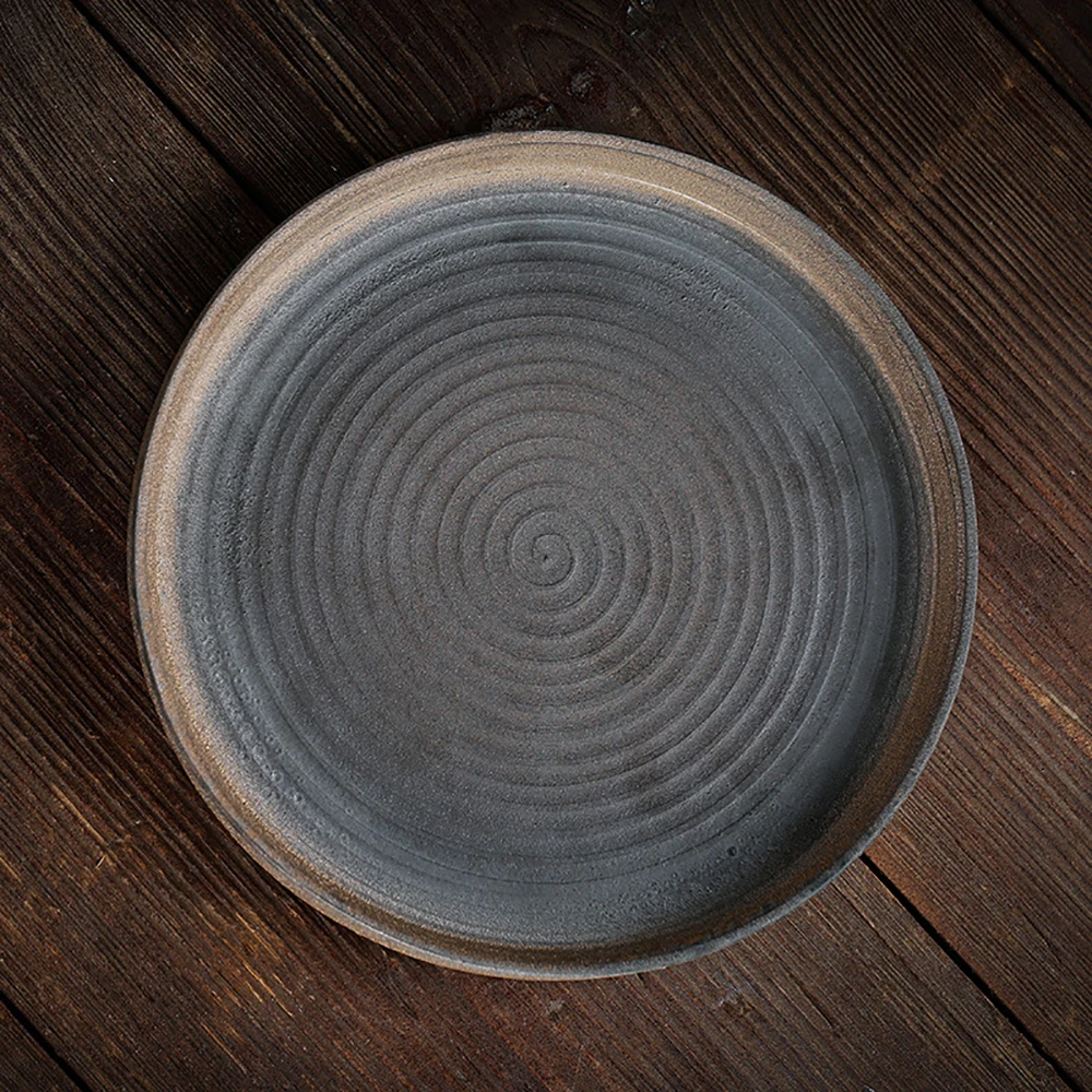 ANDREWLEE Ceramic Round Tea Tray Handmade Pottery Pot Holder Retro Water Storage Accessories | Дом и - Цена: 