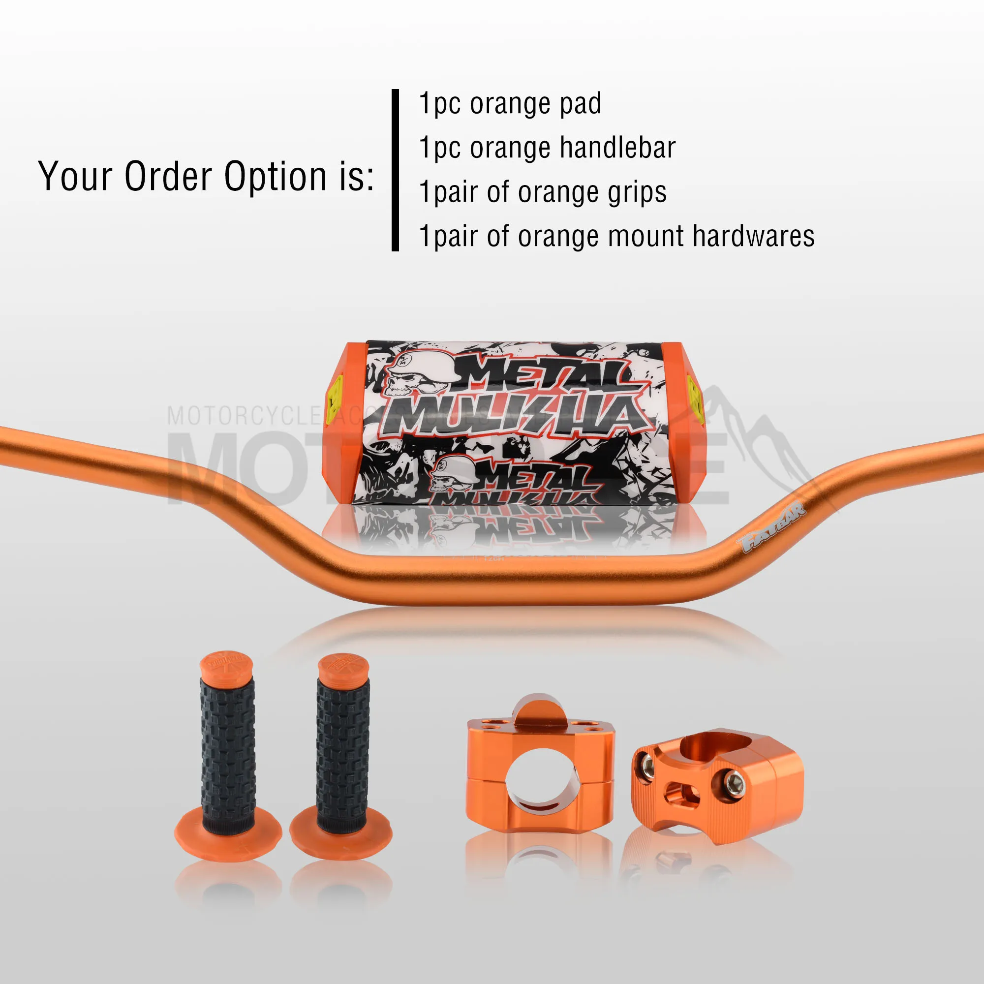Orange Full Kit Руль для Pro Taper Pack Bar 1-1/" Renthal Fatbar Колодки Ручки Pit Pro Racing Dirt Pit Bike мотоцикл с адаптер cnc - Цвет: Orange Full Kit