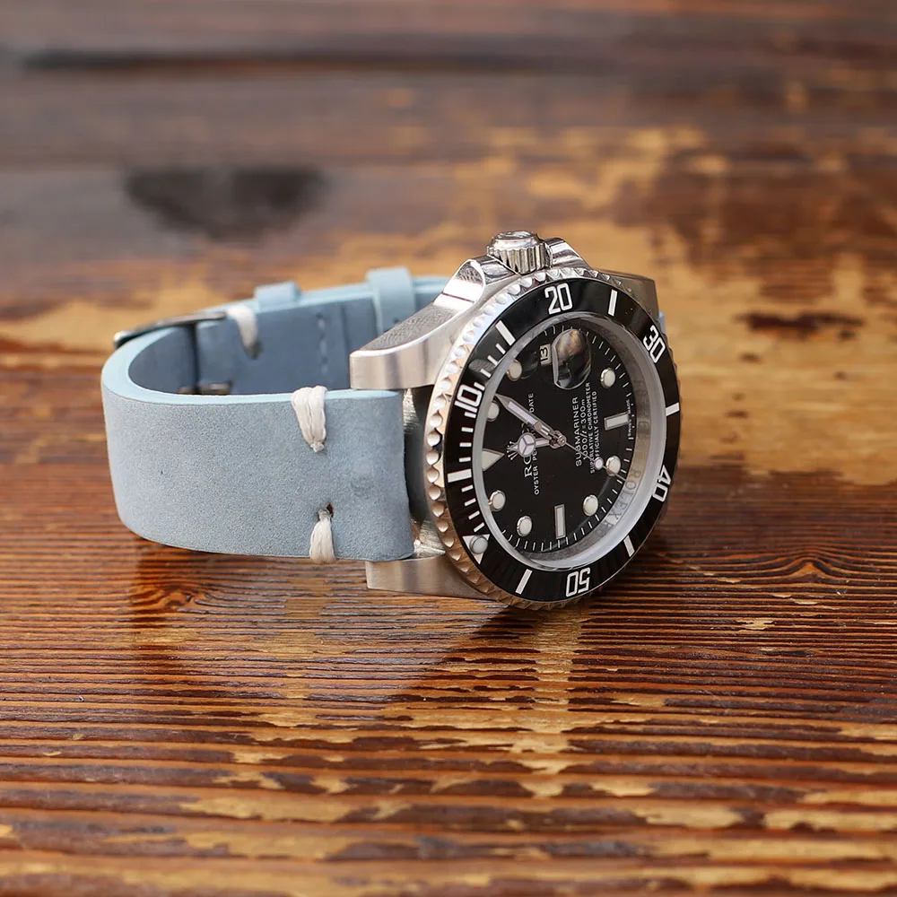 High Quality Suede Leather Vintage Watch Straps Blue Watchbands Replacement Strap for Watch Accessories 18mm 20mm 22mm 24mm High Quality Suede Leather Vintage Watch Straps Blue Watchbands Replacement Strap for Watch Accessories 18mm 20mm 22mm 24mm
