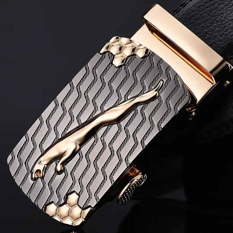 CARTELO Men's leather belt with automatic buckle trousers cowhide genuine young and middle-aged casual fashion belt